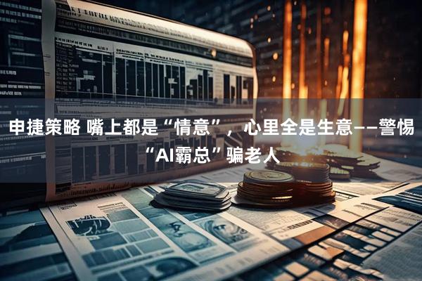 申捷策略 嘴上都是“情意”，心里全是生意——警惕“AI霸总”骗老人